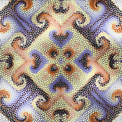 Fototapeta na wymiar Irregular dots pattern. Seamless background. Mosaic art tile of small dots. Random circles.