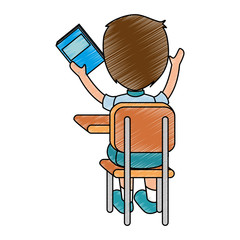 little student in school chair