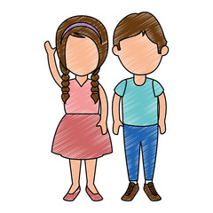 little students with uniform characters