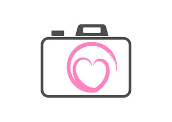 Love Hearth Line Camera Photography Logo Design