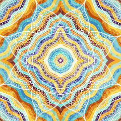 Vector square background. Mandala round decorative ornament pattern.