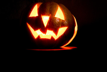 Halloween, pumpkin, Jack-o'-lantern in the dark.