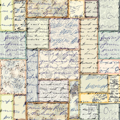 Seamless background. Vintage abstract collage in scrapbook style.