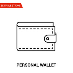 Personal Wallet Icon. Thin Line Vector Illustration