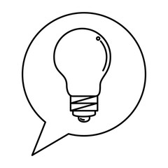 speech bubble with bulb light