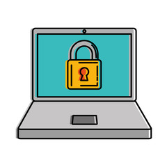 laptop computer with padlock