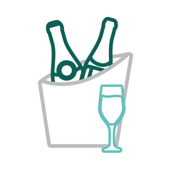 bucket with champagne bottles and glass icon over white background vector illustration