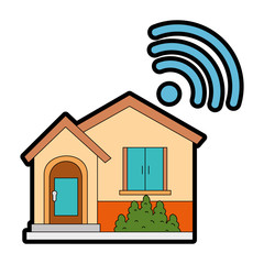 front of smarthouse with wifi signal