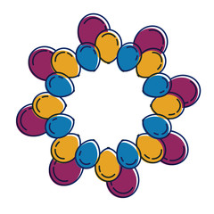 lovely balloons circle trendy ideal for celebration festive vector illustration
