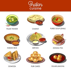 Indian cuisine food traditional dishes.