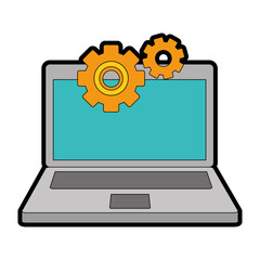 laptop computer with gears