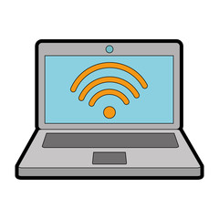 laptop computer with wifi signal