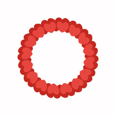 Round frame with stylized red heart. Decorative element for design for weddings, Valentine's Day, parties for young people.