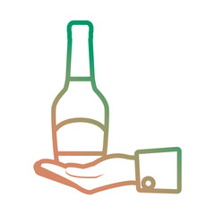 hand with champagne bottle icon over white background vector illustration