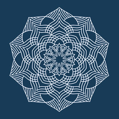 Mandala ornament. Round template. Decorative element  can be used for greeting card, wedding invitation, yoga poster, coloring book.. Doodle emblem.
