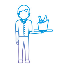 bartender holding a tray with drinks icon over white background vector illustration