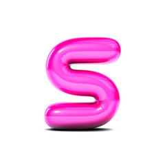 glossy letter S bubble font isolated on white background. 3D Rendering