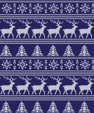 Winter festive Christmas knitted pattern woolen knitted