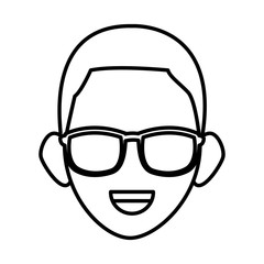 Man face with sunglasses