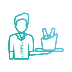 bartender holding a tray with drinks icon over white background vector illustration