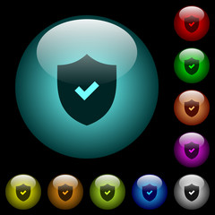 Active security icons in color illuminated glass buttons