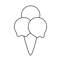flat line  uncolored ice cream cone over white background  vector illustration