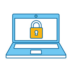 laptop computer with padlock