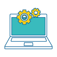 laptop computer with gears