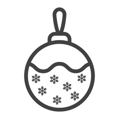 Christmas tree ball line icon, New year and Christmas, xmas sign vector graphics, a linear pattern on a white background, eps 10.