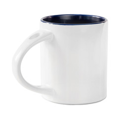 White mug with colored mid isolated on a white background