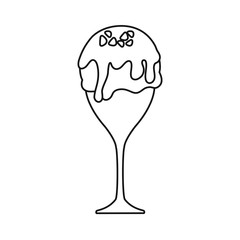 flat line colored  glass ice cream over white background vector illustration