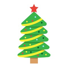 Christmas tree flat icon, New year and Christmas, xmas sign vector graphics, a colorful solid pattern on a white background, eps 10.