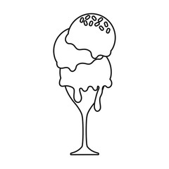flat line colored  glass ice cream over white background vector illustration