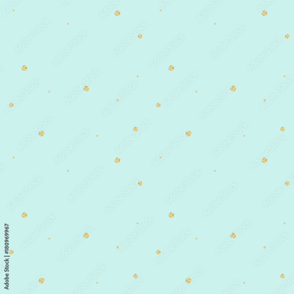 Poster Golden confetti pattern. Modern abstract vector seamless background with small gold texture dots . Perfect for festive party invitations, greeting cards and wrapping paper.