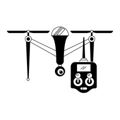 drone with remote control device technologies design vector illustration