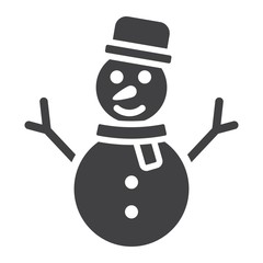 Snowman glyph icon, New year and Christmas, xmas sign vector graphics, a solid pattern on a white background, eps 10.