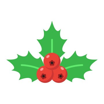 Christmas holly berries flat icon, New year and Christmas, xmas sign vector graphics, a colorful solid pattern on a white background, eps 10.