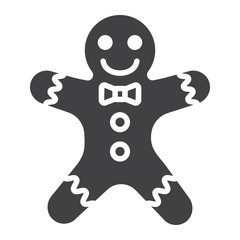 Gingerbread man glyph icon, New year and Christmas, xmas sweet sign vector graphics, a solid pattern on a white background, eps 10.