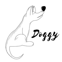Vector Doggy. Hand made sketch. Symbol of 2018. Page for coloring book. Doodle
