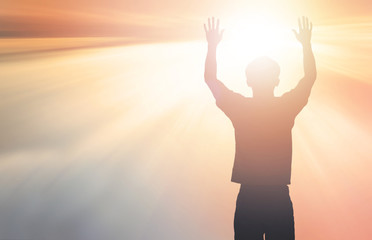 Human hands open palm up worship