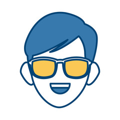 Man face with sunglasses