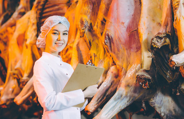 Raw meat production factory worker