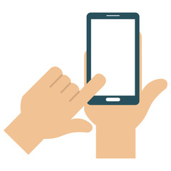 hands human with smartphone device
