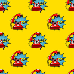 Abstract seamless telephone pattern for girls, boys, clothes. Creative vector telephone background with red phone. Funny pattern wallpaper for textile and fabric. Fashion phone style. Colorful bright