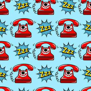 Abstract seamless telephone pattern for girls, boys, clothes. Creative vector telephone background with red phone. Funny pattern wallpaper for textile and fabric. Fashion phone style. Colorful bright