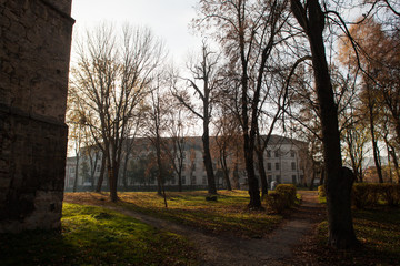 Central park in Berezhany near fortress