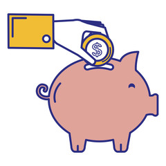 piggy savings with coins