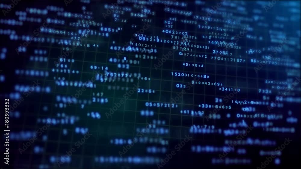 Poster Digital network data grid technology background dark blue number