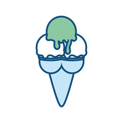 flar line colored ice cream cone  over white background  vector illustration