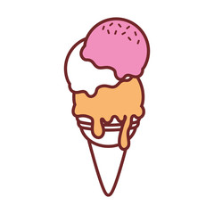 flar line colored ice cream cone  over white background  vector illustration